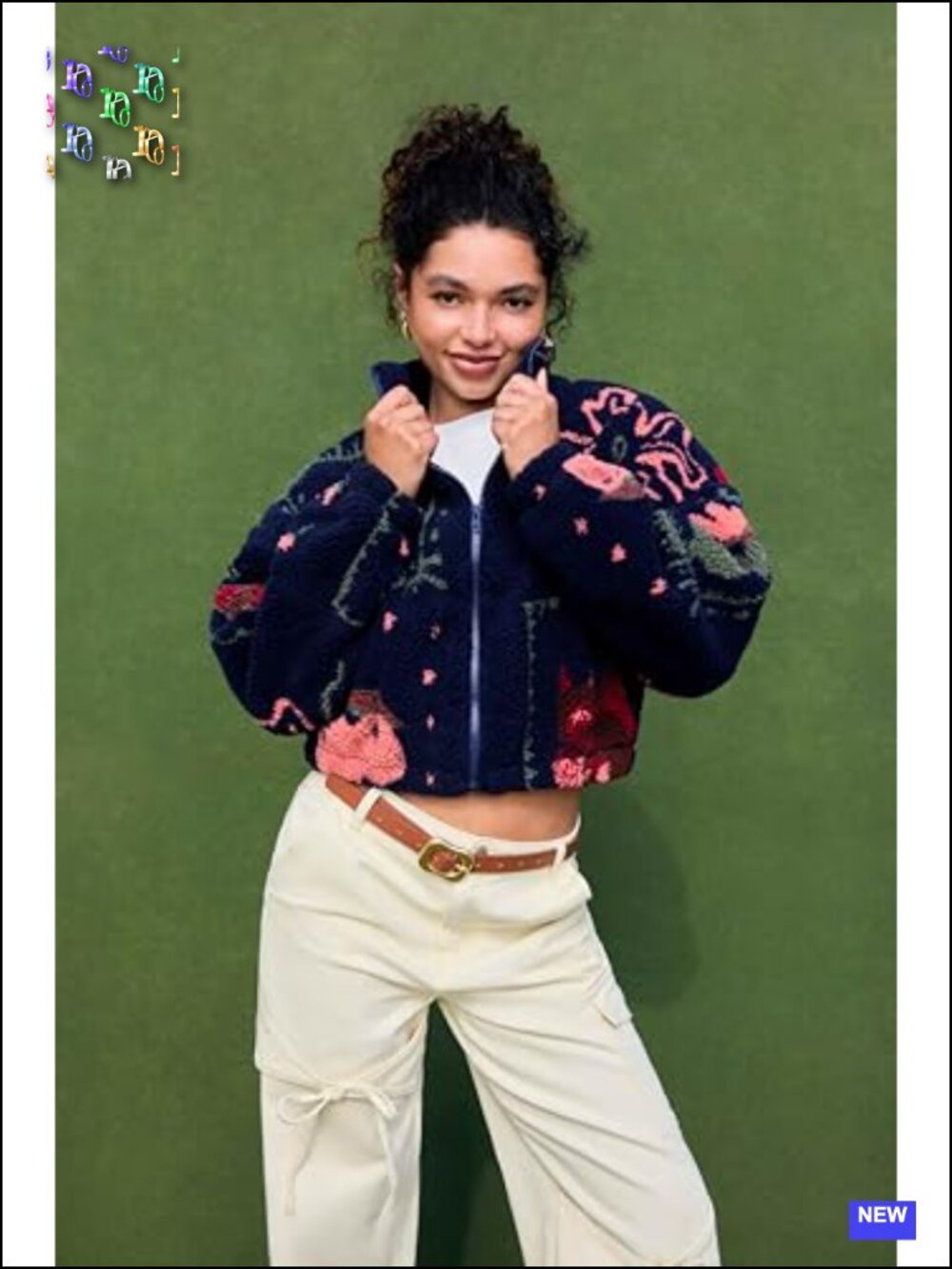 Sherpa Jacket Women Fleece Floral Zipper Cropped Cute Fuzzy Graphic Trendy - Picture 3 of 6